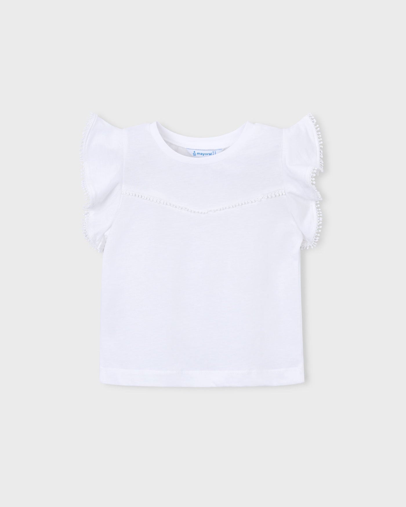 Mayoral Girls Short Sleeve T-Shirt With Lace Trim_ 3008