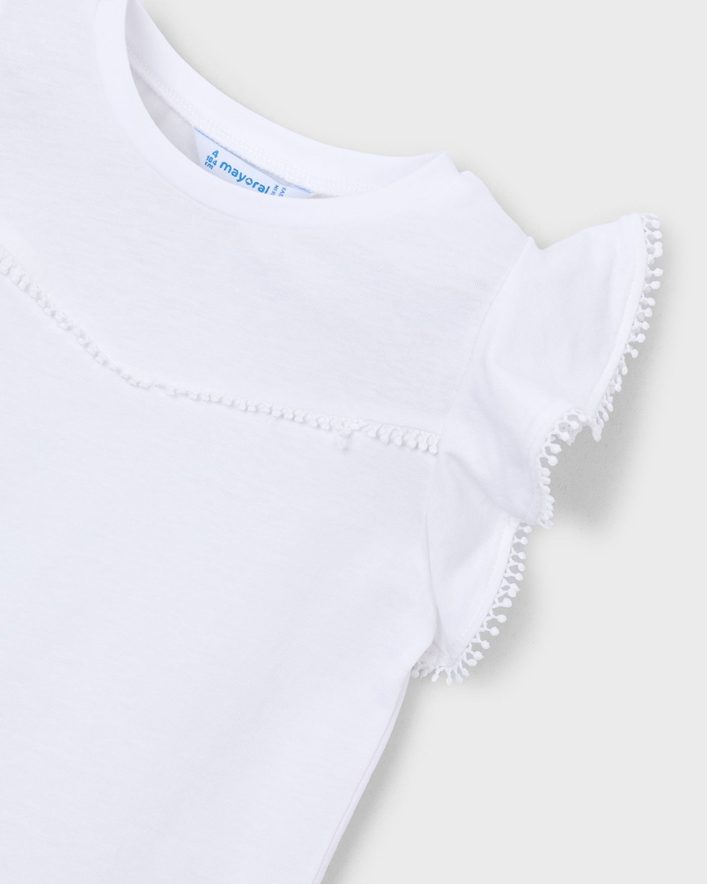 Mayoral Girls Short Sleeve T-Shirt With Lace Trim_ 3008
