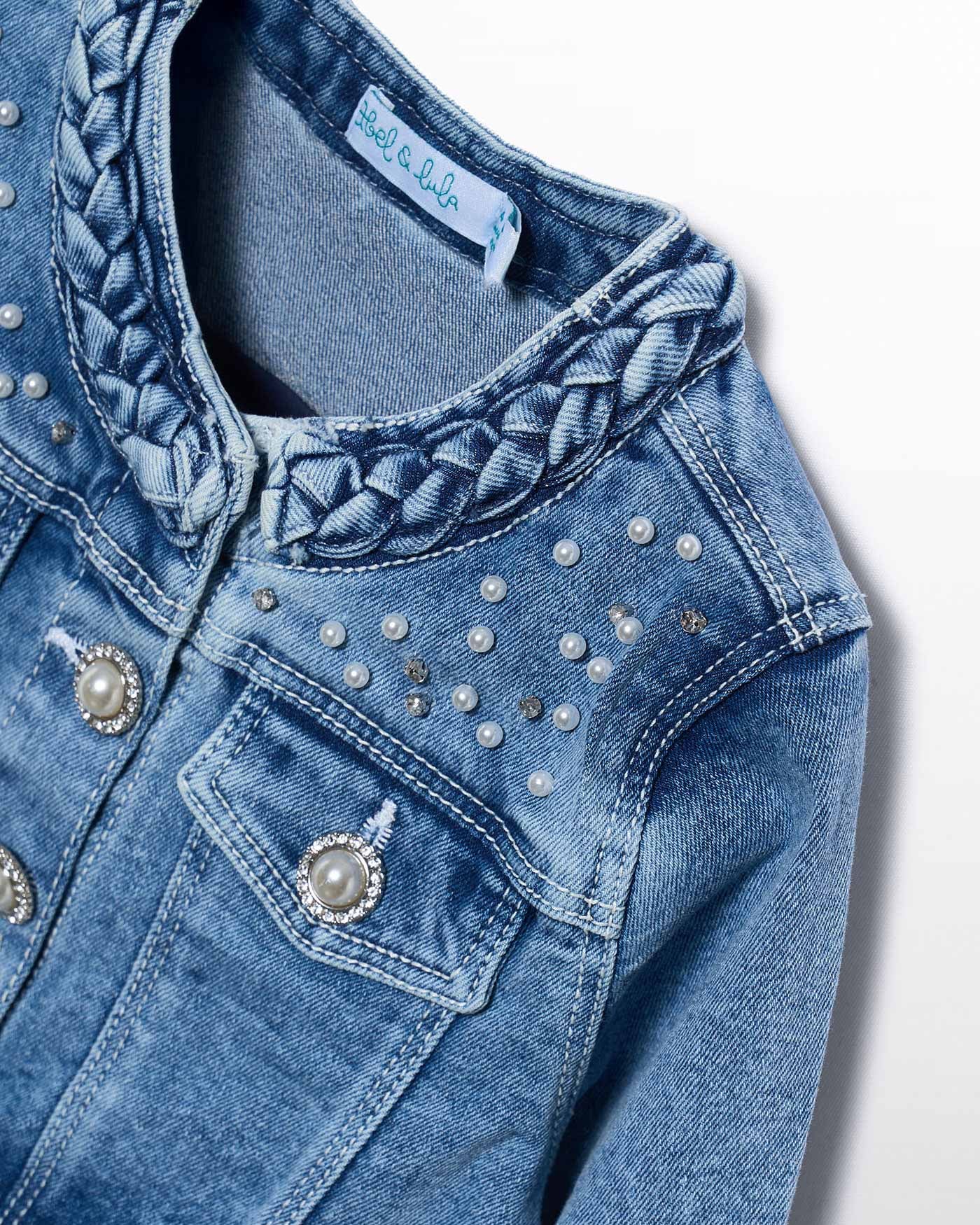 Abel & Lula Girls Denim Jacket With Pearls_ 5307