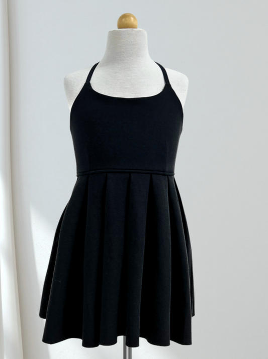 KatieJ Criss Cross Strap Dress w/Pleated Skirt _Black 89775-999