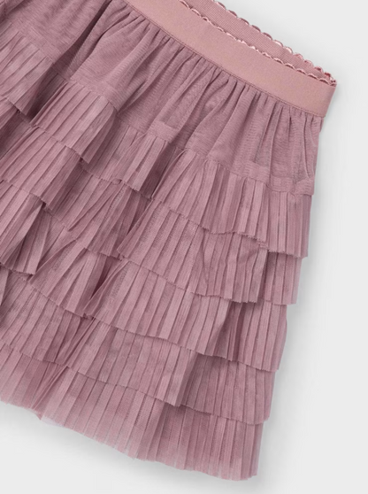 Girls Tiered & Pleated Tulle Skirt