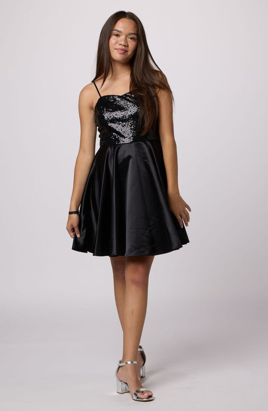 UDT Sequin & Satin Party Dress w/Straps