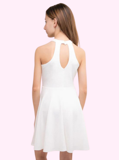 UDT Texture Halter Dress _White R3328KL-781