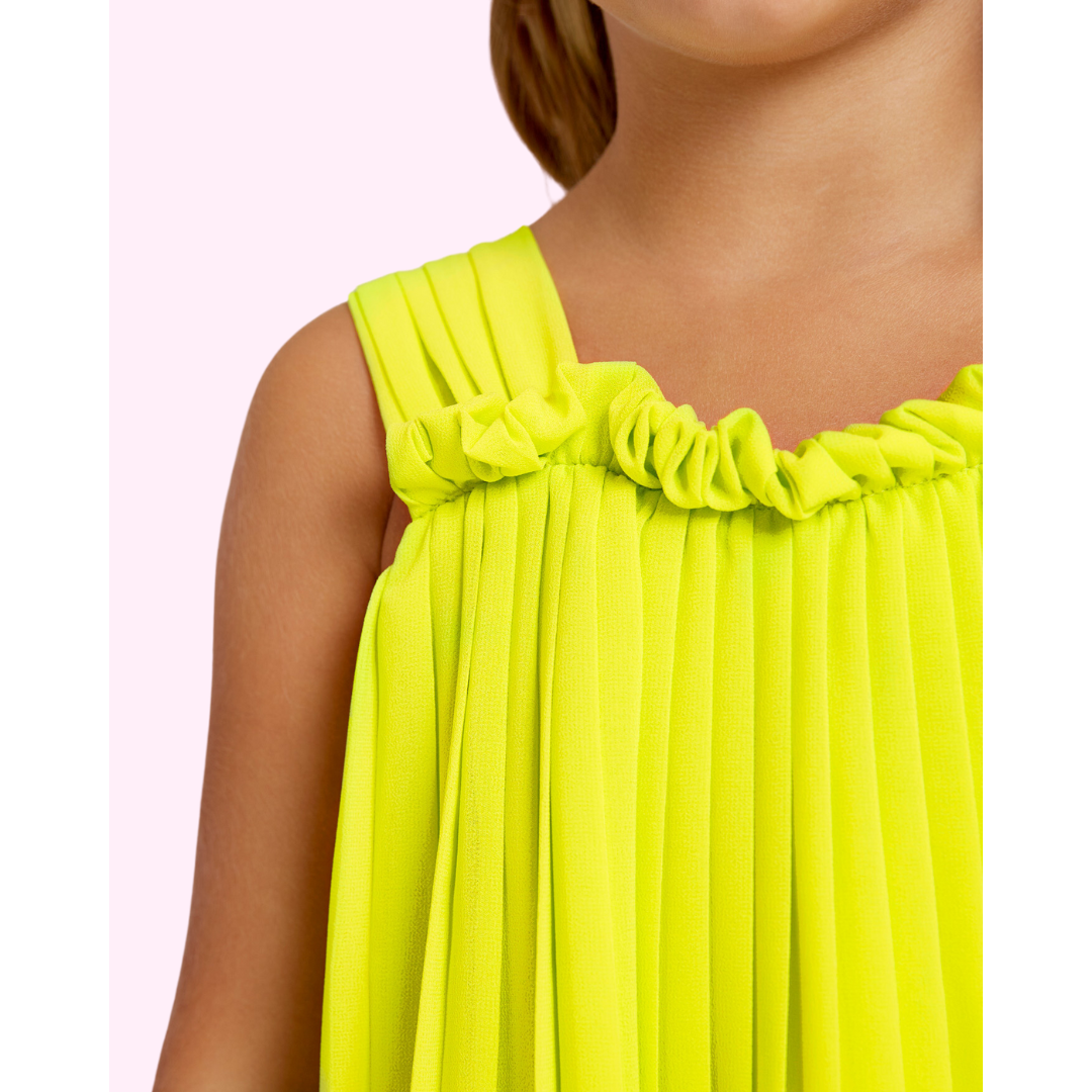 Abel & Lula Sleeveless Pleated Dress _Yellow 5055-076