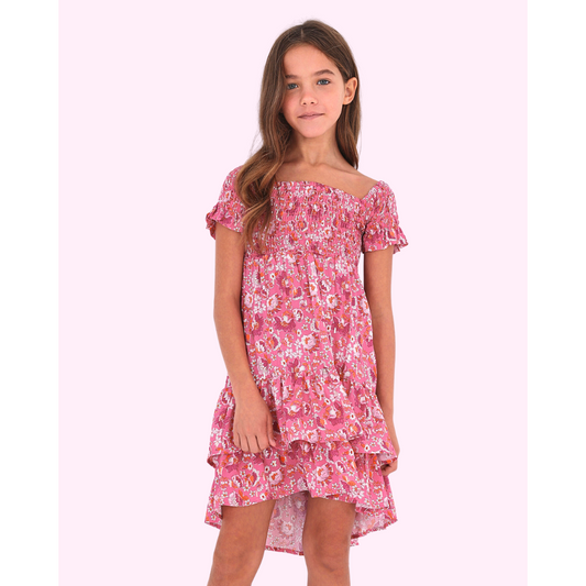 Mayoral Junior S/S Dress w/Pattern _Pink 6928-002