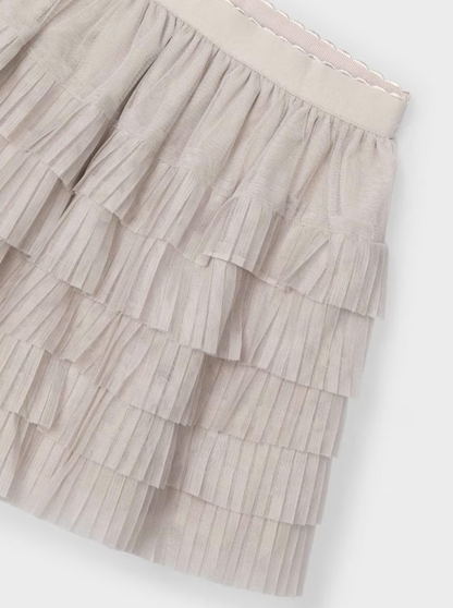 Girls Tiered & Pleated Tulle Skirt