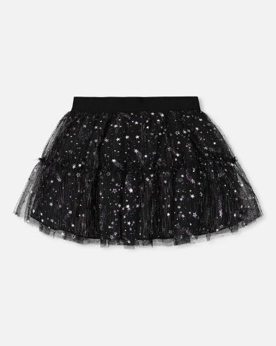 Girls Glittering Tulle Skirt With Frill