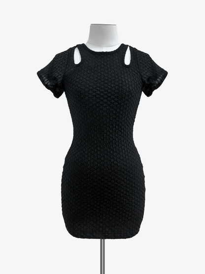 Cheryl Kids Black Textured Fitted Dress