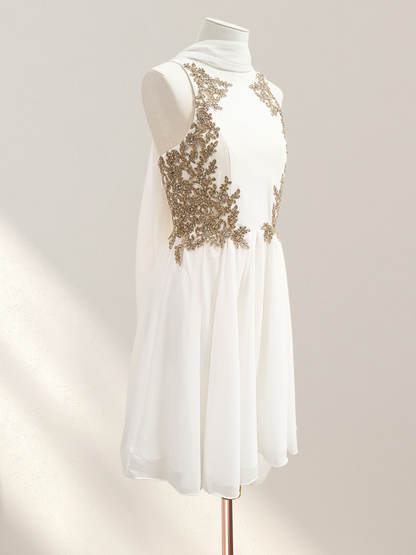 JLWhite Dress W/ Gold Embroidery _CD5069-F19