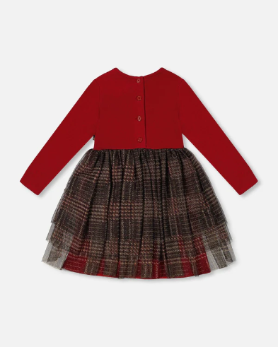 Baby Girls Long Sleeve Dress With Glittering Tulle Skirt