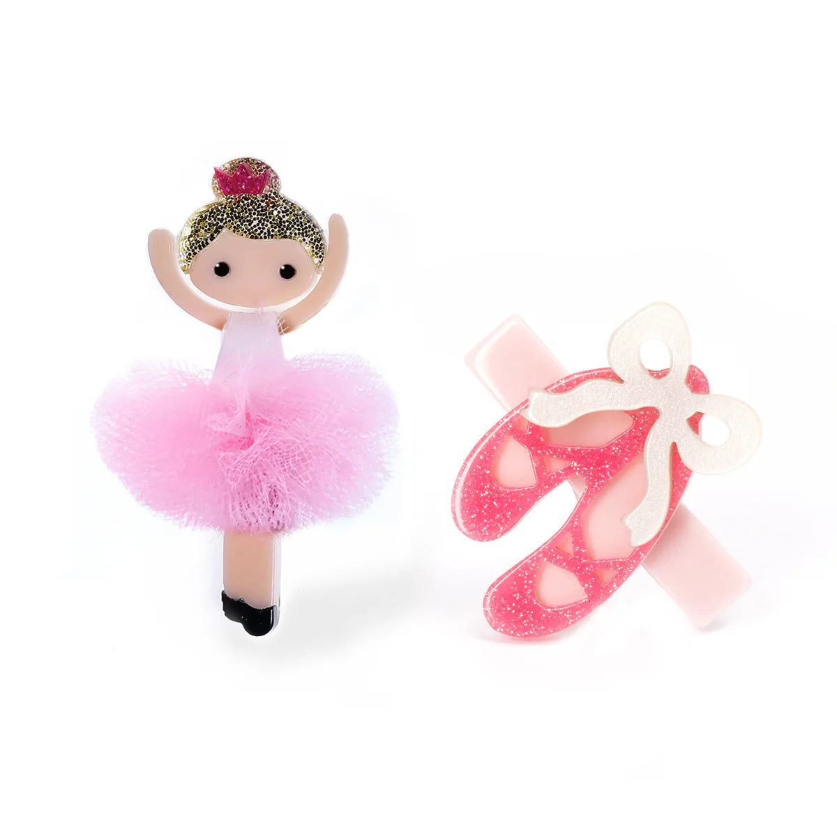 Lilies & Roses Ballerina Pink Tutu Ballet Slipper Hair Clips_ AC102-3-103-3F
