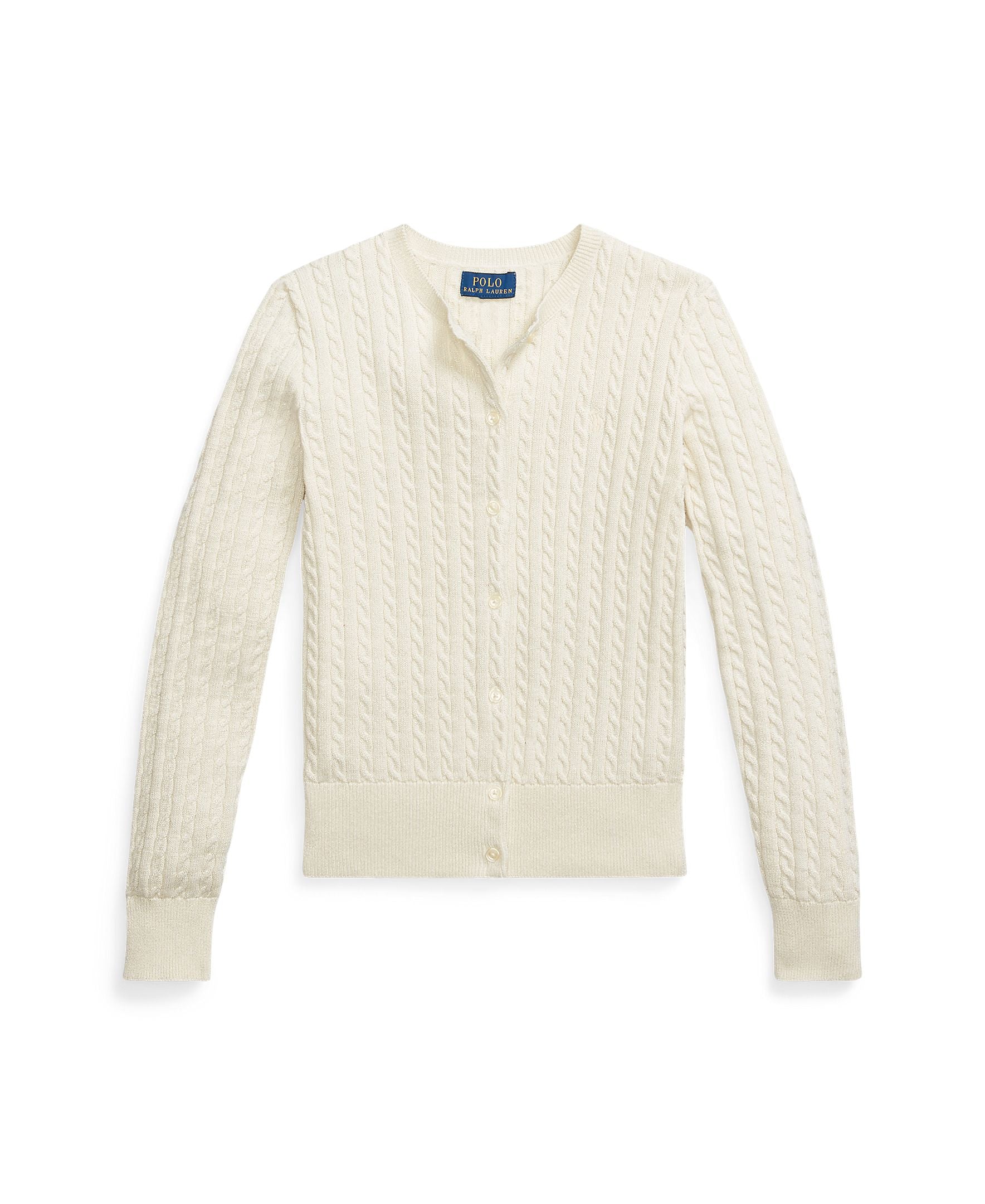 Ralph Lauren Girls Cable-Knit Metallic Cardigan