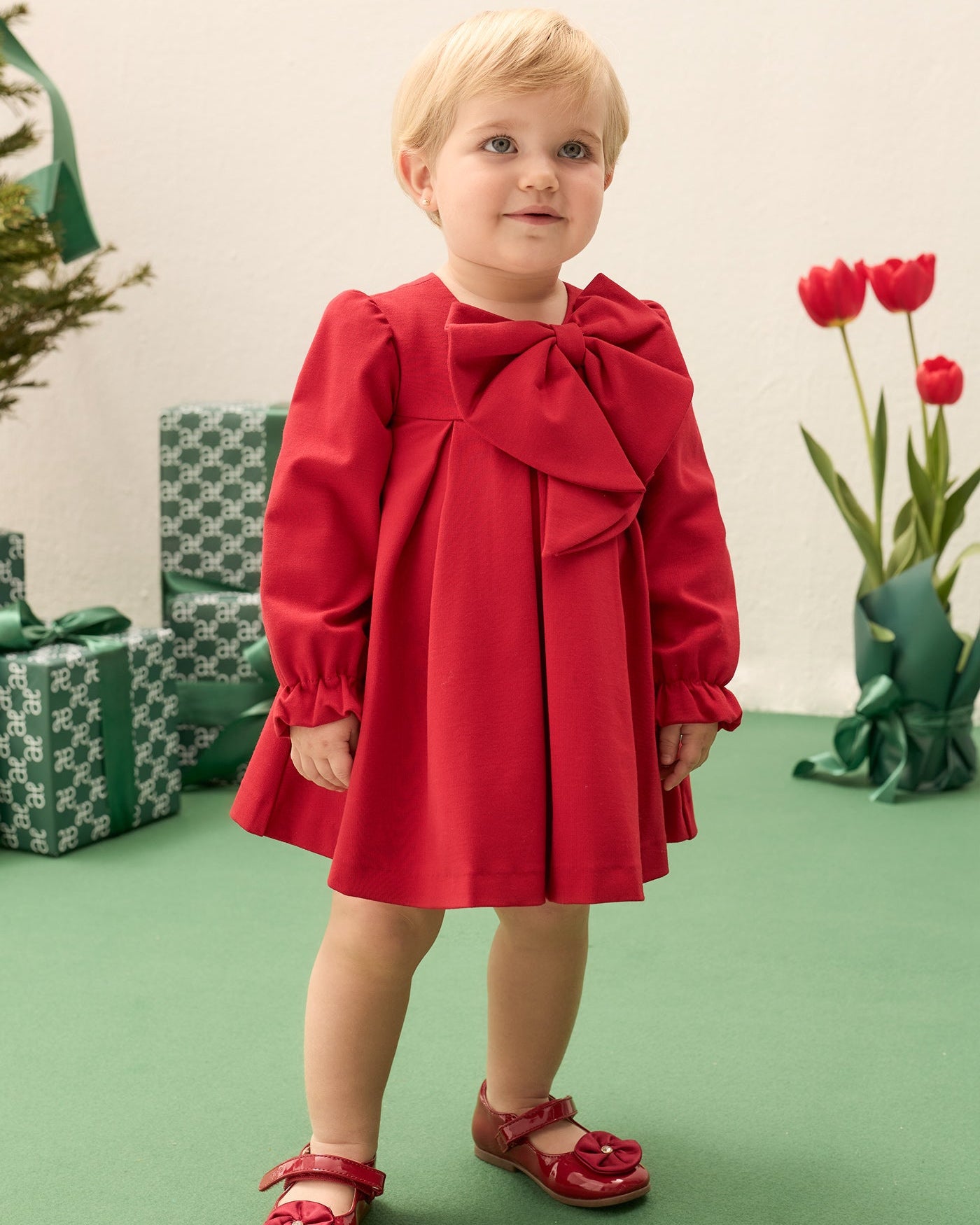 Abel & Lula Baby Girls Knit Dress with Bow