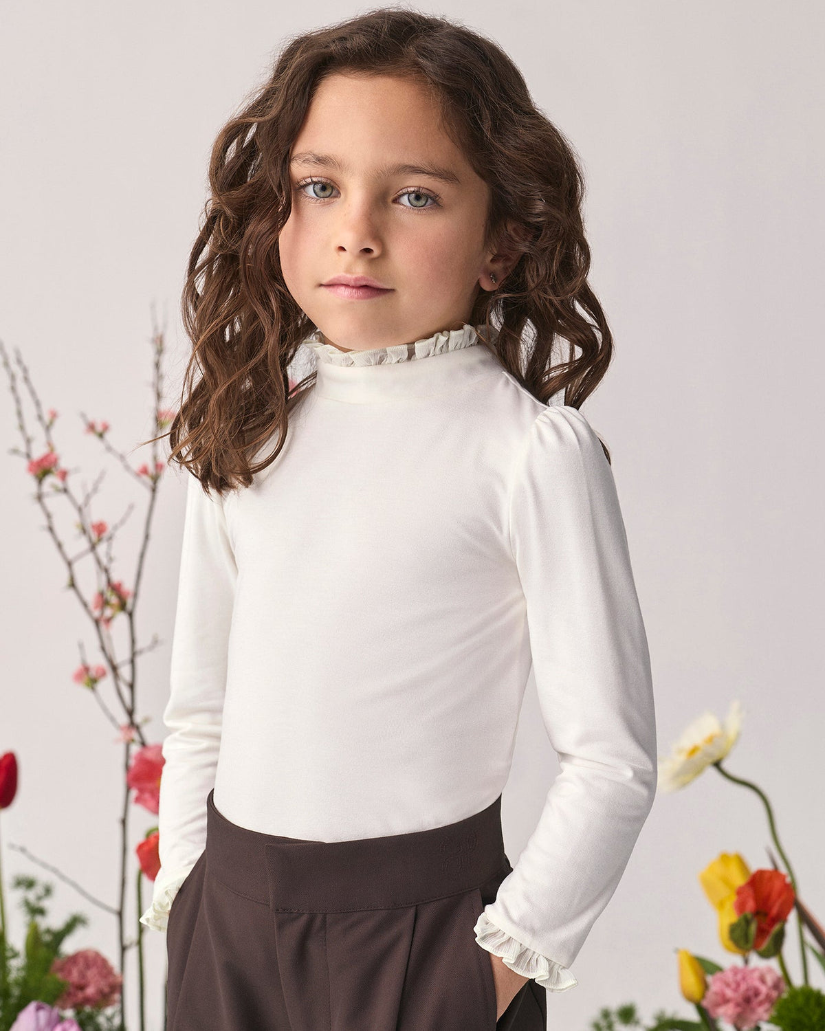 Abel & Lula Girls Dressy Mockneck Blouse