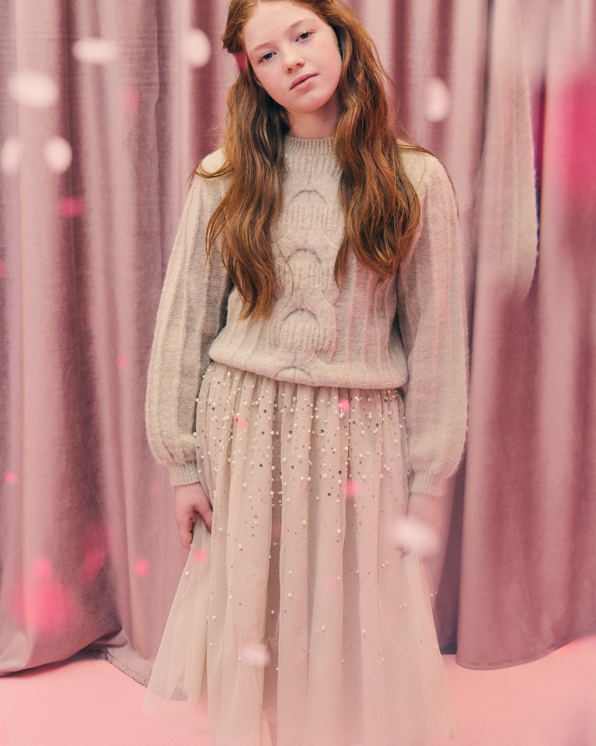 Abel & Lula Girls Midi Skirt with Pearls