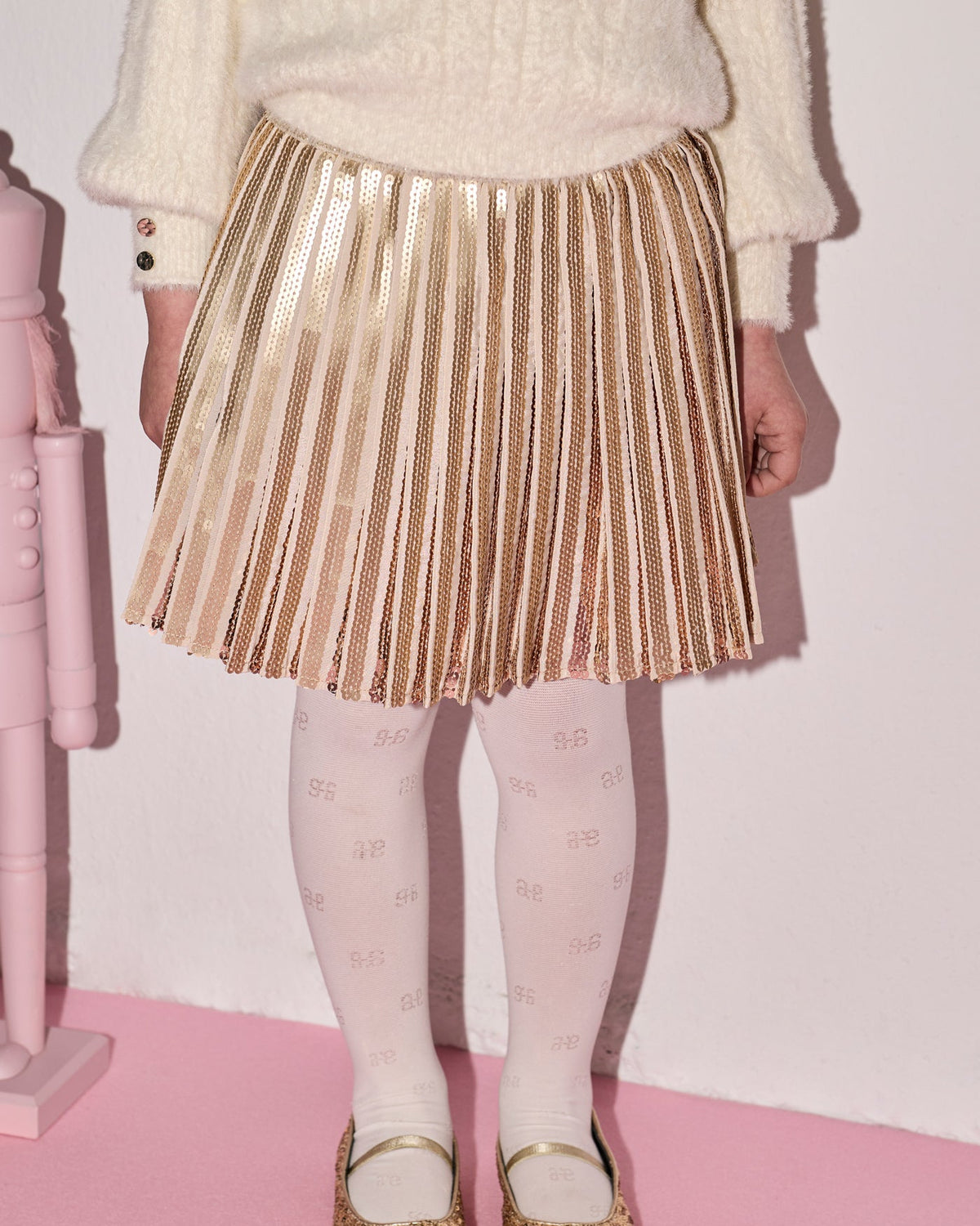 Abel & Lula Girls Pleated Sequin Skirt