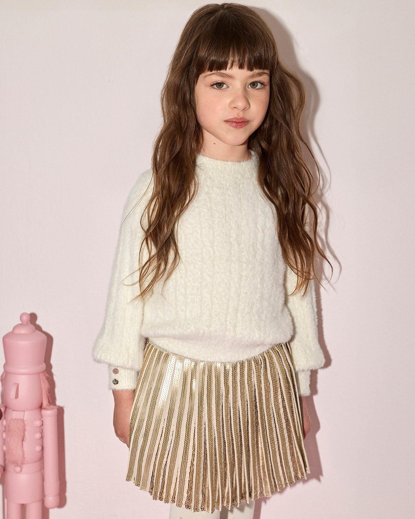 Abel & Lula Girls Pleated Sequin Skirt