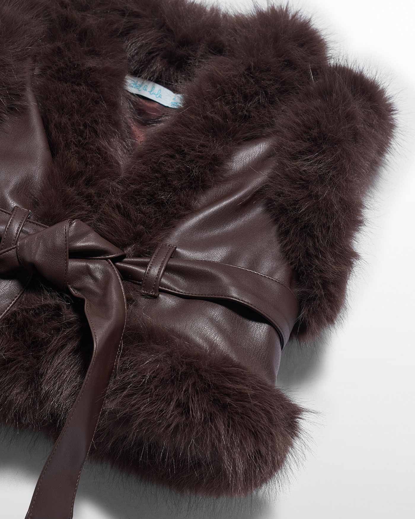 Abel & Lula Girls Quilted Faux Furry Vest