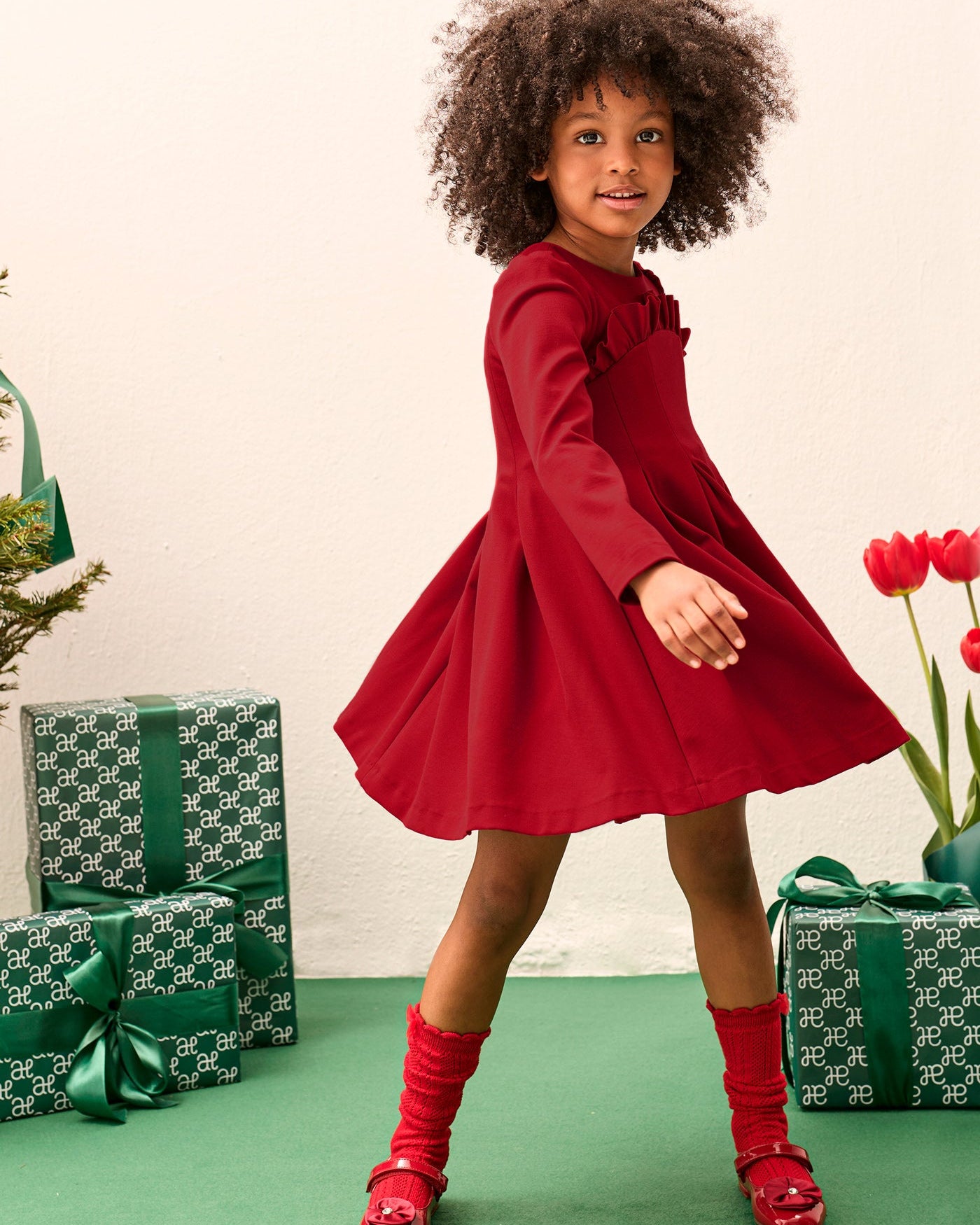 Abel & Lula Girls Ruffle Knit Dress
