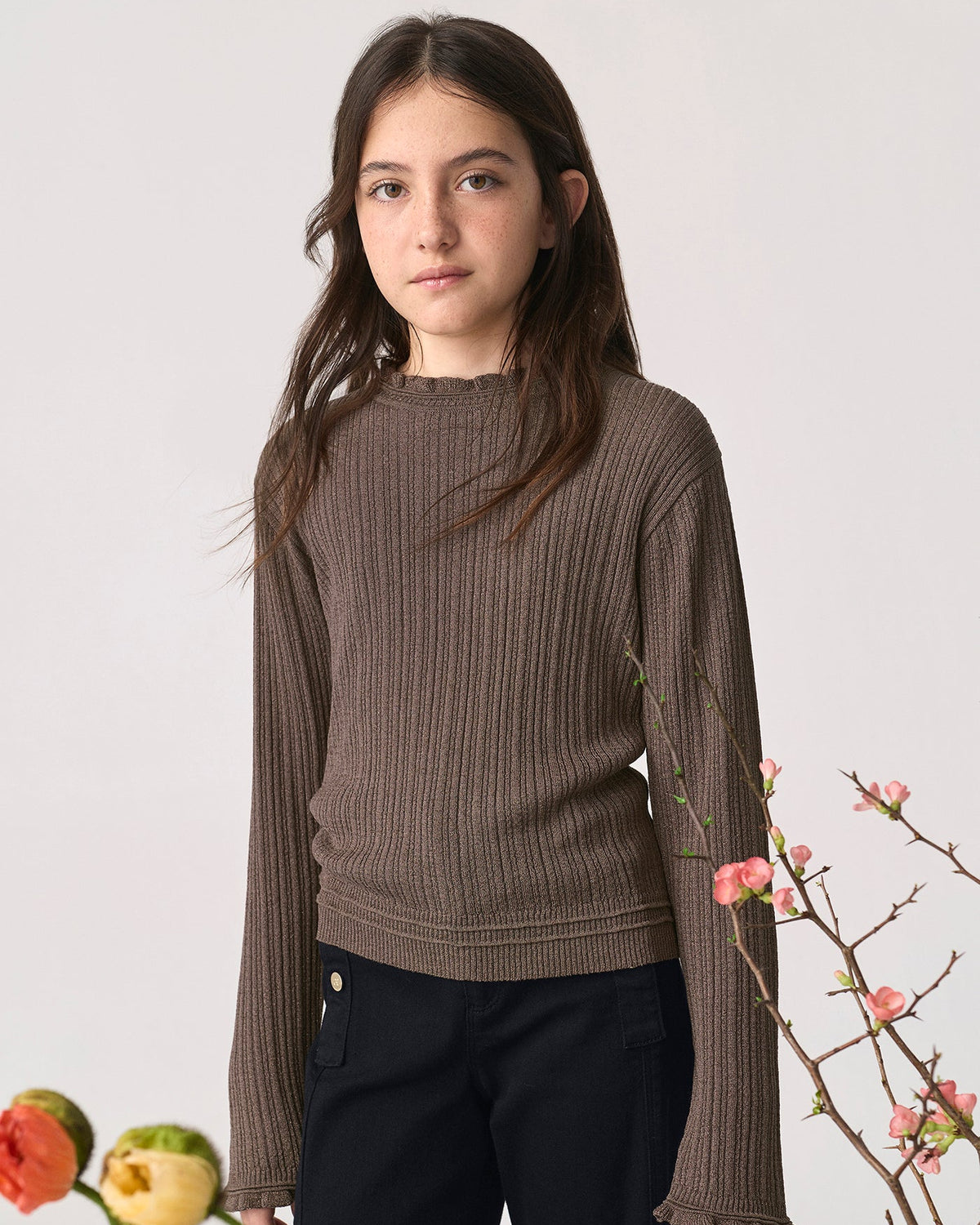 Abel & Lula Girls Shimmer Mock Neck Sweater