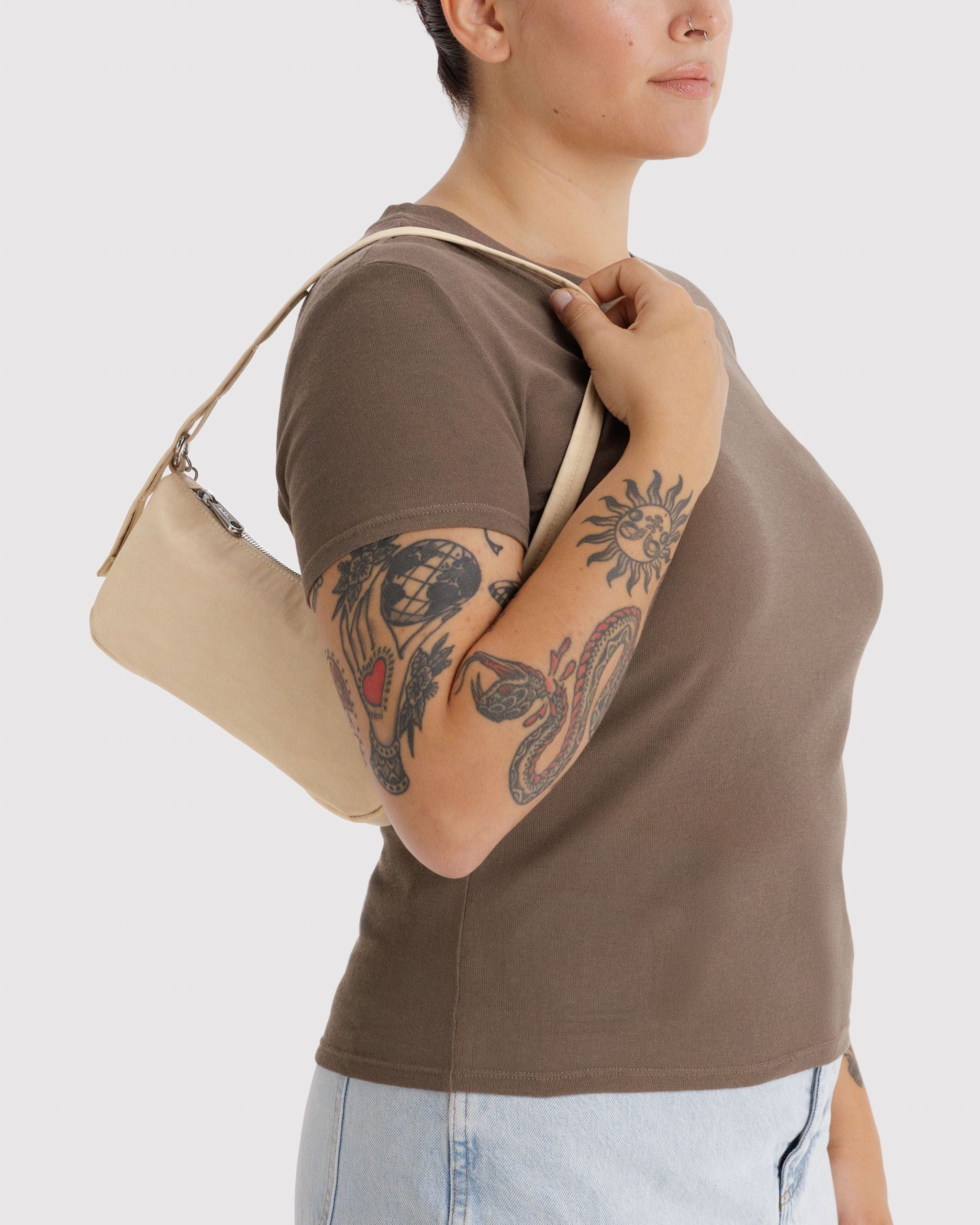 Baggu Beige Nylon Pochette Bag