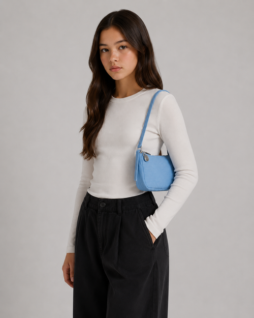 Baggu Light Blue Nylon Pochette Bag