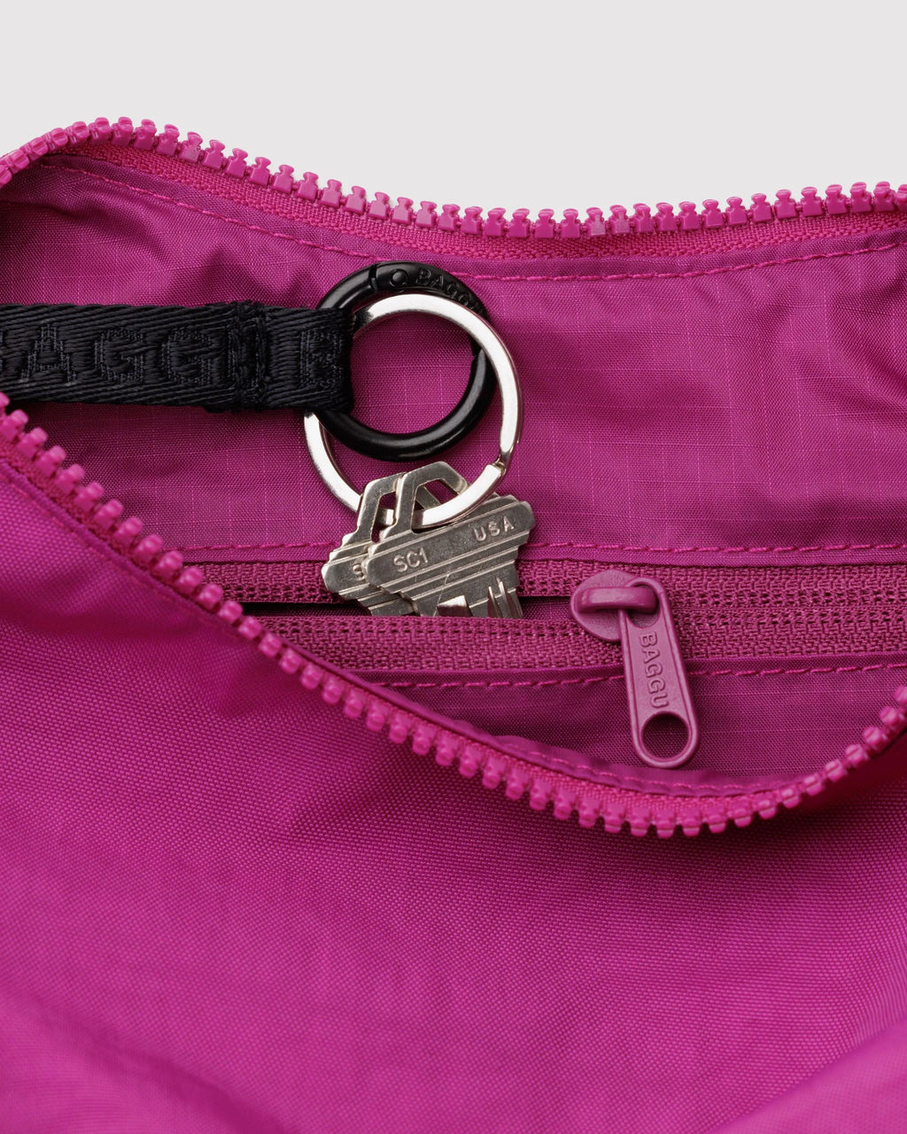Baggu Small Nylon Fuchsia Crescent Bag