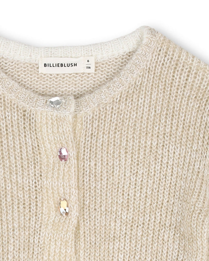 Billie Blush Girls Shiny Knit Cardigan