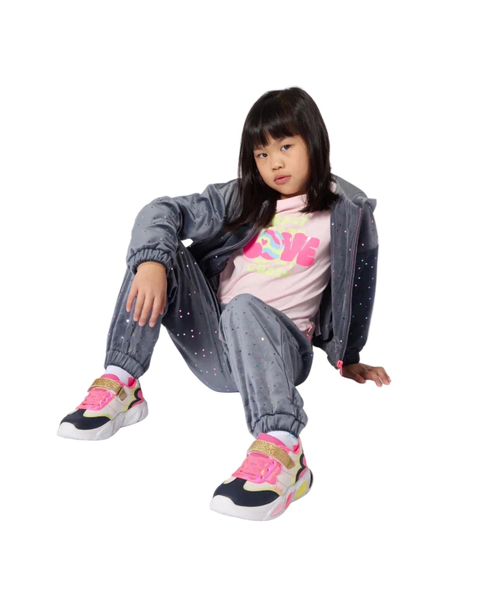 Billie Blush Girls Velvet Zip Up Hoodie