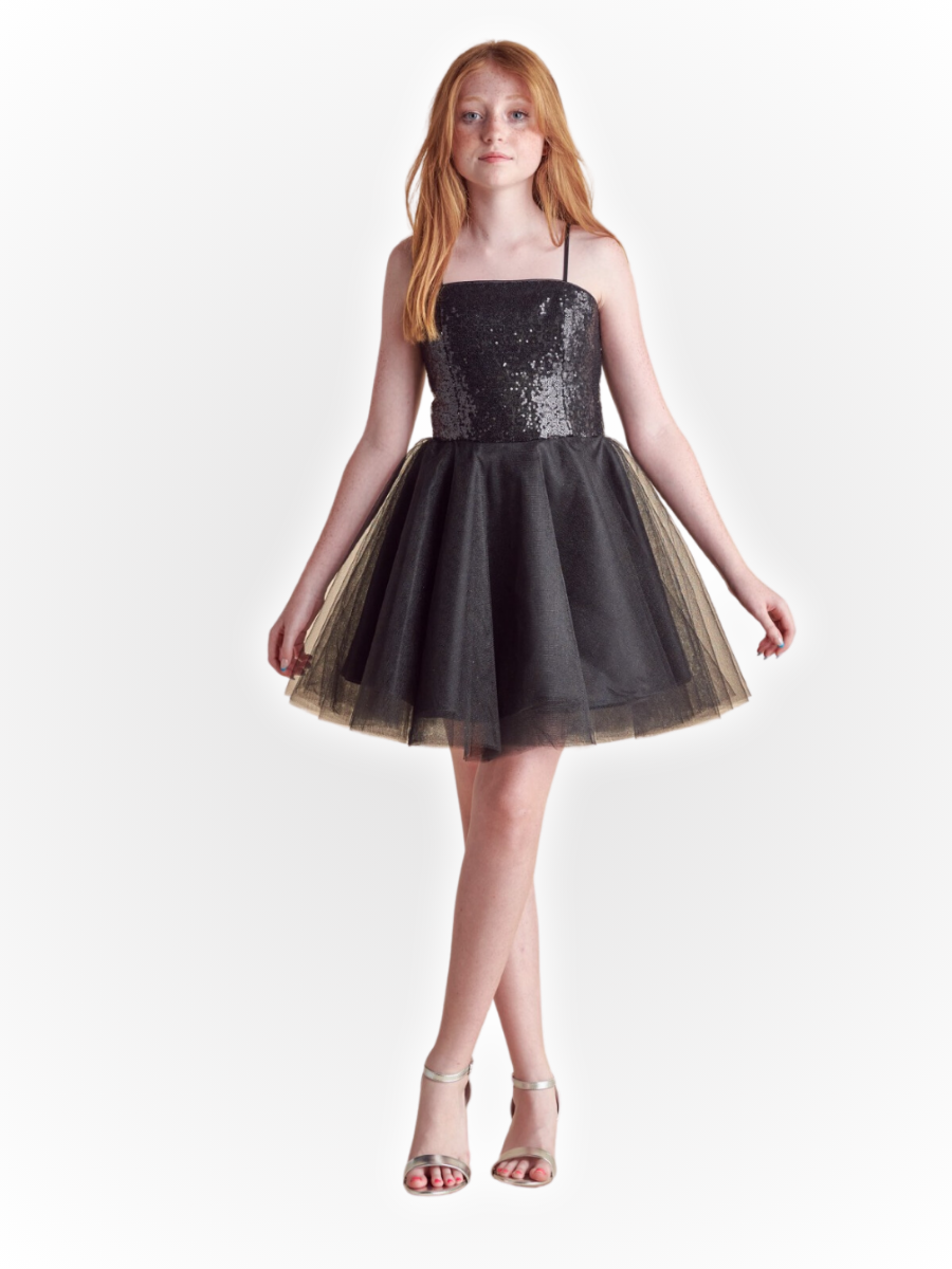 UDT Sequin & Tulle Party Dress w/Straps