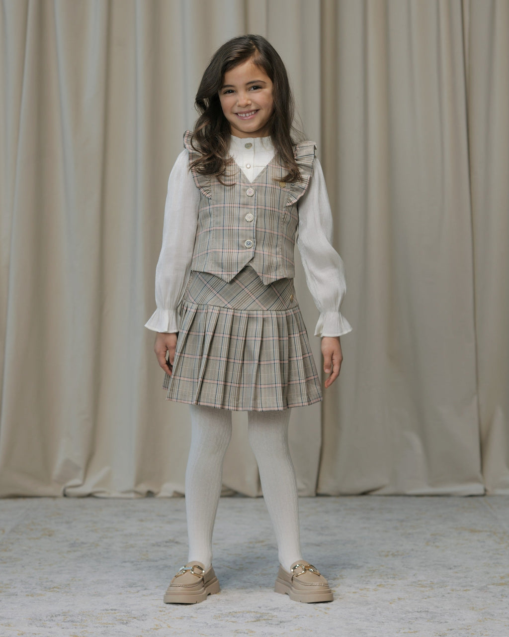 Le Chic Girls Twinny Plaid Skirt_ C508-5715