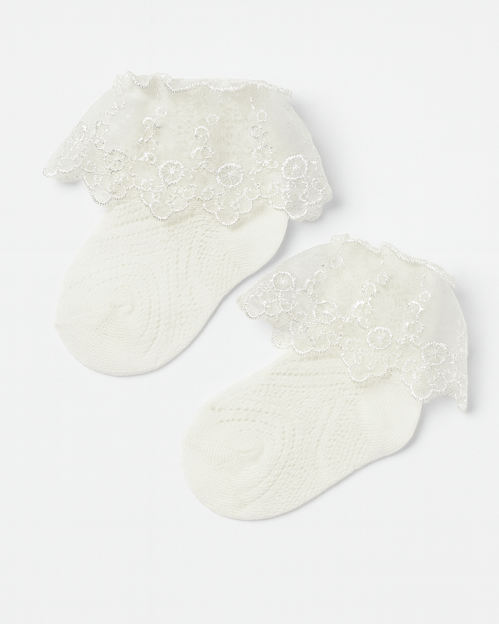 Rose International Girls Lace Socks_ WHT-LACE