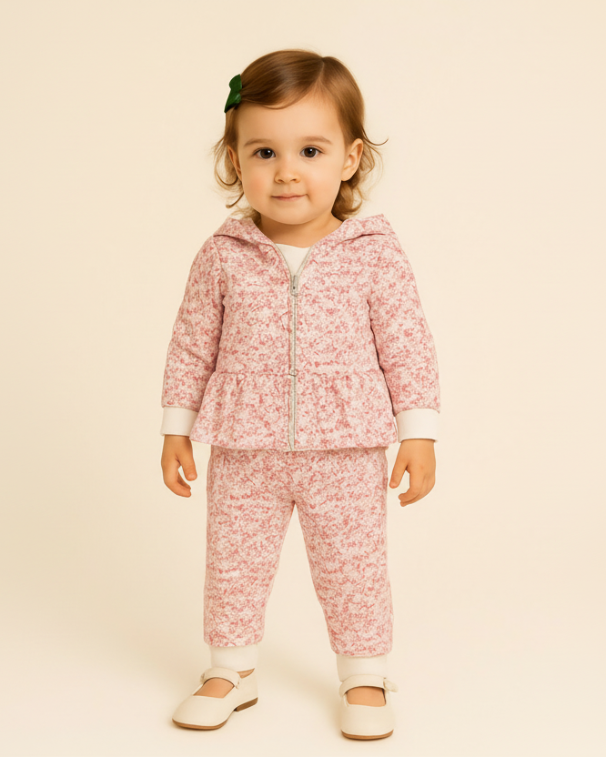 Ralph Lauren Baby Girls Floral Velour Full-Zip Hoodie & Pant Set