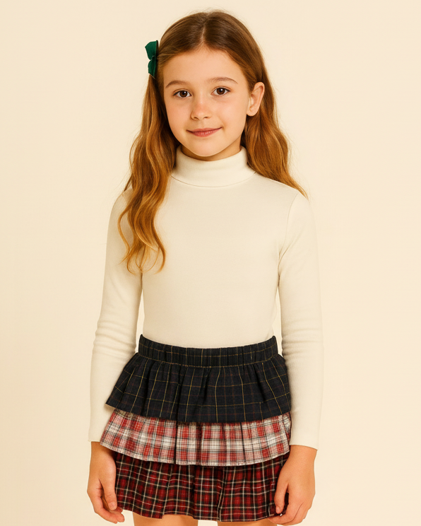 Ralph Lauren Girls Plaid Tiered Poplin Skirt