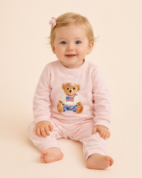Ralph Lauren Baby Girls Polo Bear Coverall