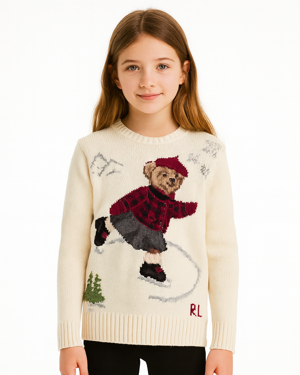 Ralph Lauren Girls Polo Bear Crewneck Sweater