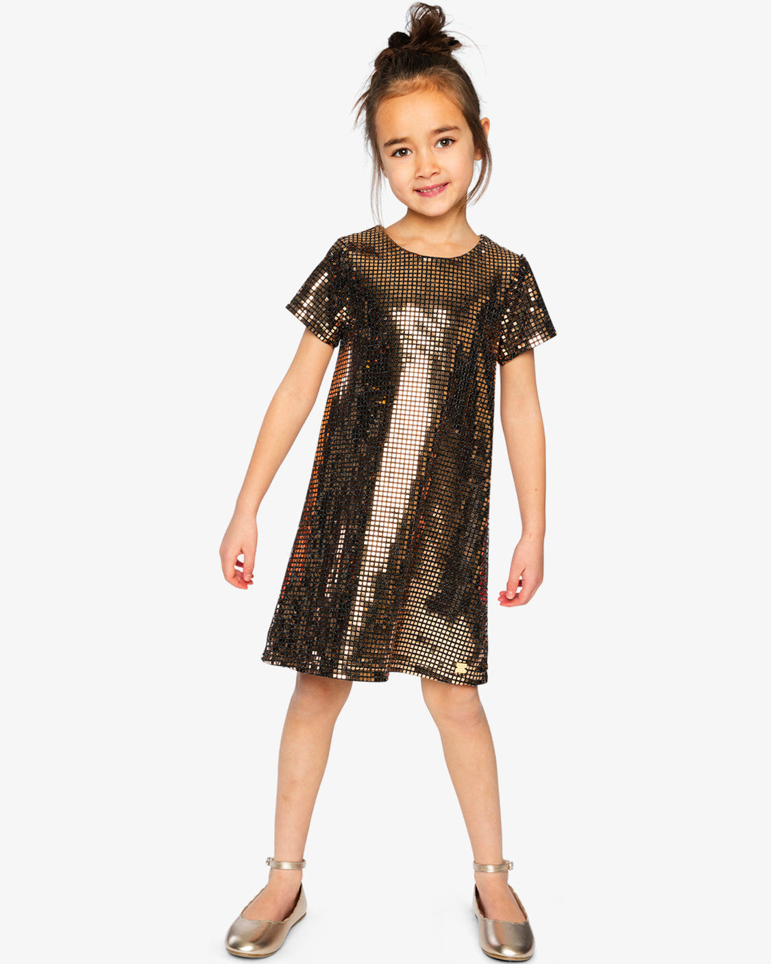 Deux Par Deux Girls Metallic Dress