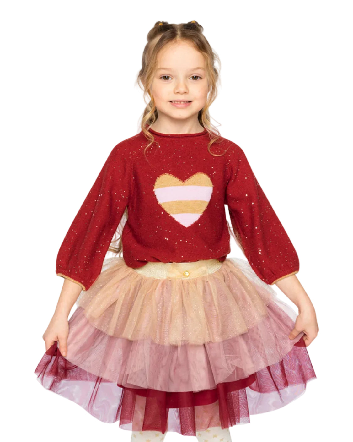 Deux Par Deux Girls Shimmering Tulle Skirt