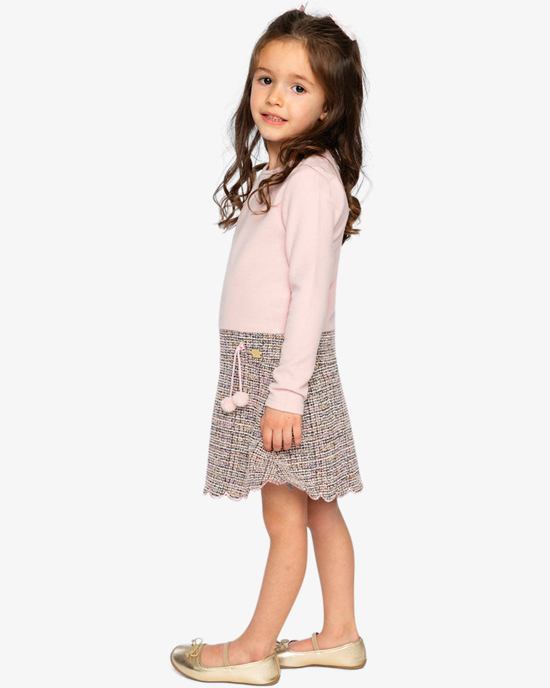 Deux Par Deux Girls Two Tone Dress