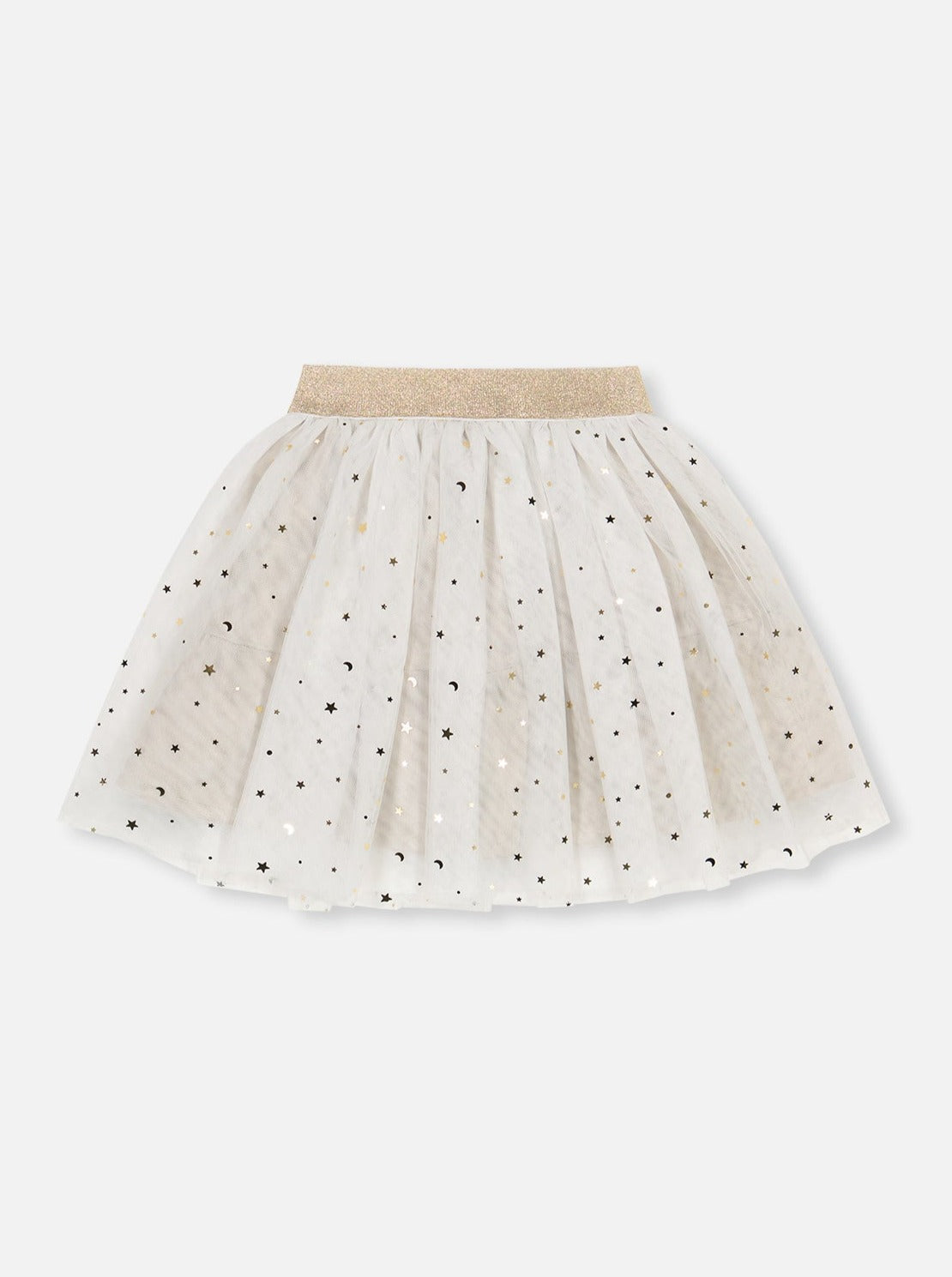 Deux Par Deux Off White Glitter Tulle Skirt _F20NG80-101B