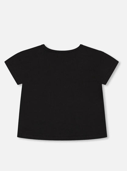Deux Par Deux Black Printed Organic Cotton T-Shirt_ F30E70-999B