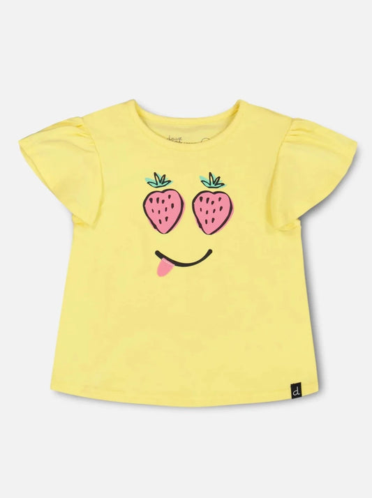 Deux Par Deux Baby Yellow Printed Organic Cotton T-Shirt_ F30E71-222A