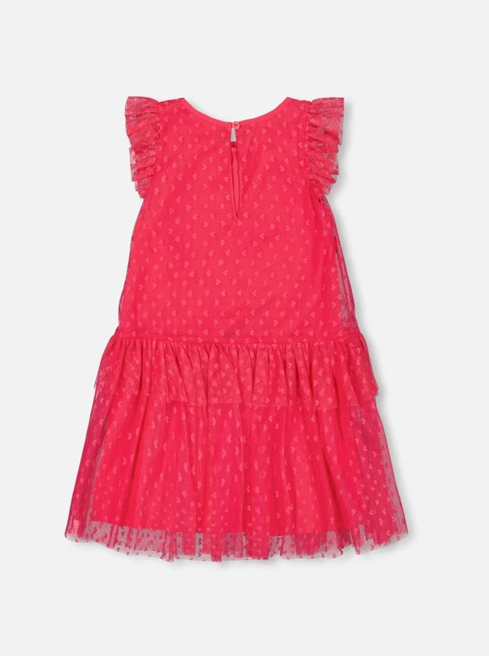 Deux Par Deux Hot Pink Heart Mesh Jacquard Dress_ F30O92-639