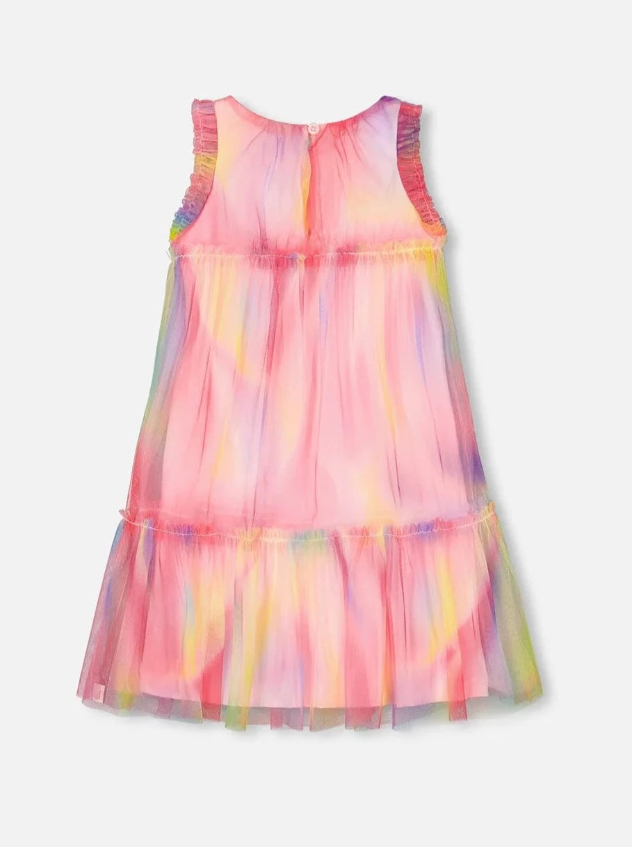 Deux Par Deux Rainbow Swirl Sleeveless Frills Mesh Dress_ F30O97-000