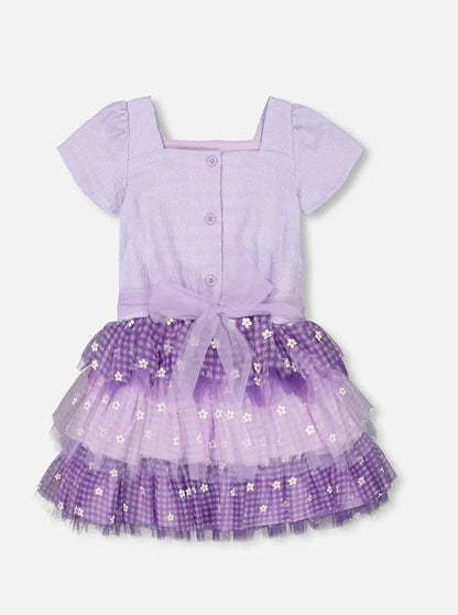 Deux Par Deux Lavender Textured Knit Dress w/ Mesh Skirt_ F30O99-518
