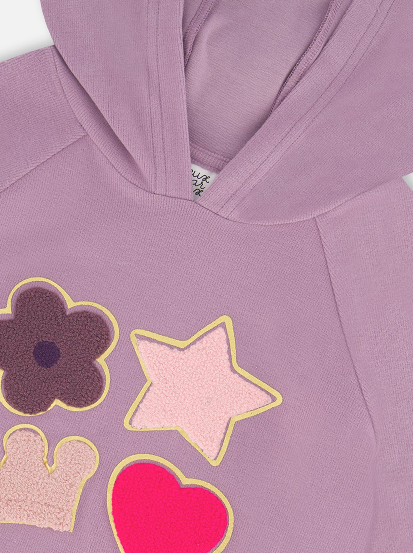 Girls Super Soft Brushed Jersey Hooded Tunic With Hearts and Star Motif