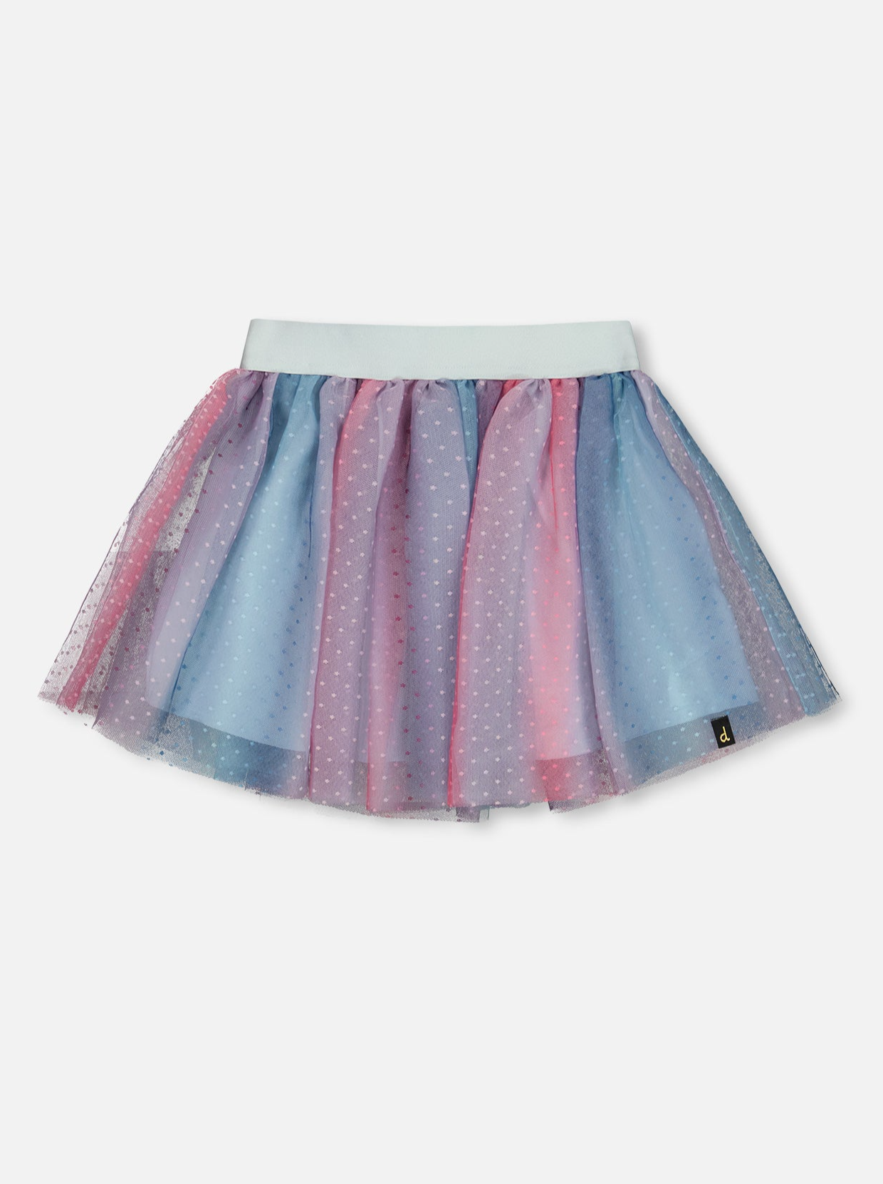 Girls Multicolored Striped Polka Dot Tulle Skirt