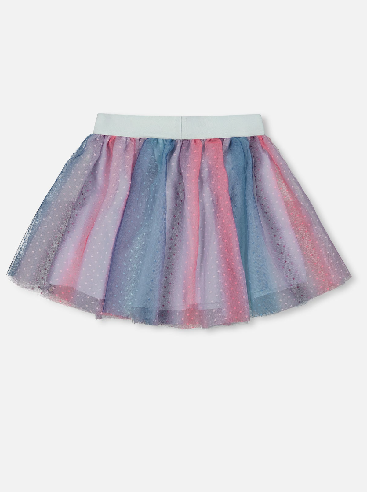 Girls Multicolored Striped Polka Dot Tulle Skirt