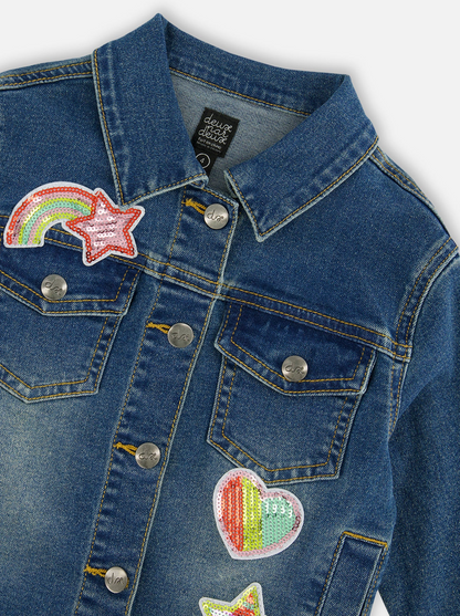 Girls Denim Jacket With Embroidery Patches