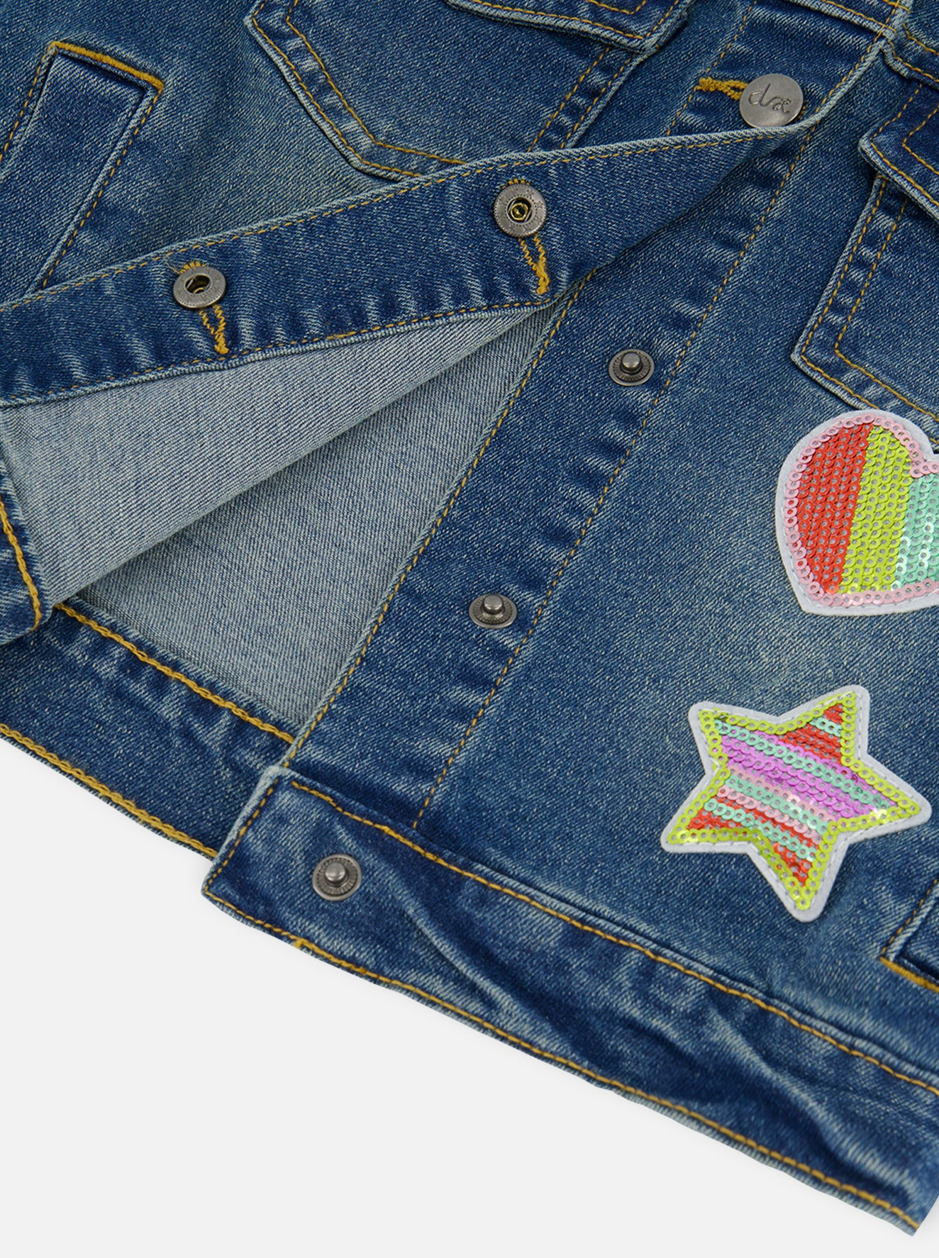 Girls Denim Jacket With Embroidery Patches